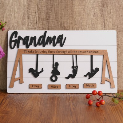 Personalized Swing Set Sign For Mother’s Day Gift Thanks for Being There Through All The Ups and Downs