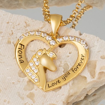 Personalized Unicorn Name Heart Necklace for Little Girl