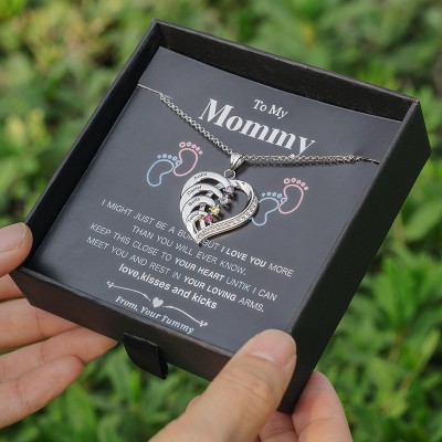 Personalized 1-6 Name Heart Necklace With Birthstone To My Mom Gift