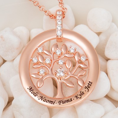 Custom Family Tree of Life Necklaces For Mother's Day Christmas Gift Ideas