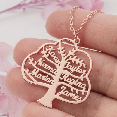 Personalized Family Tree Name Engraved Necklaces Christmas Gift