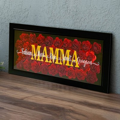Personalized Mom Flower Shadow Box With Kids Name For Mother's Day Home Living Decor