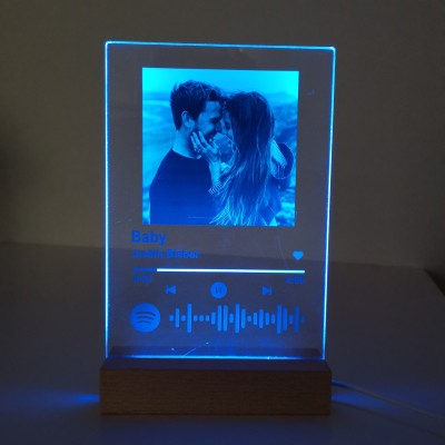 Personalized Photo Music Song Plaque Night Light Home Decor Valentine's Day Anniversary Gift Ideas