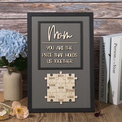Personalized Mom Puzzle Wood Sign Wall Art Home Decor For Mother's Day Gift Ideas