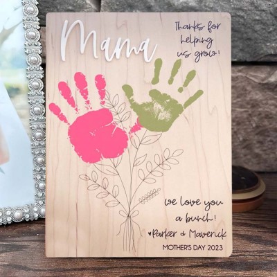 Personalized DIY Flower Handprint Art Craft Sign For Mother's Day Christmas