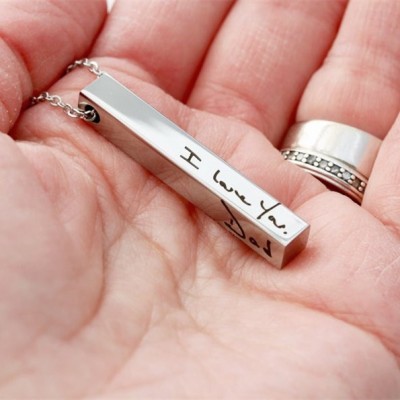 Personalized Vertical 3D Silver Gold Bar With 1-4 Sides Engraving Name Necklaces