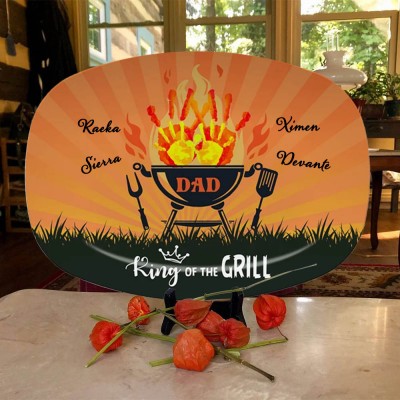 Personalized BBQ Platter With Kids Name Daddy's Grilling Plate For Father's Day Gift Ideas
