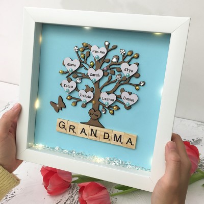 Custom Family Tree Wood Frame Name Engraved Home Decor For Grandma Mom