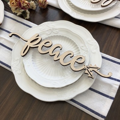 Thanksgiving Place Cards For Dining Table Decor Peace Words Sign