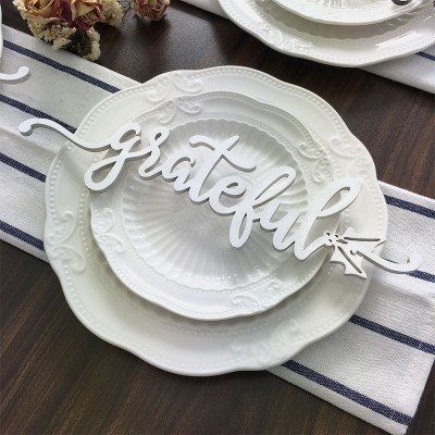Thanksgiving Place Cards For Dining Table Decor Grateful Words Sign