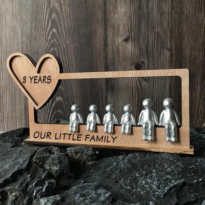 3 Years Our Little Family Personalized Sculpture Figurines 3th Anniversary Christmas Gift