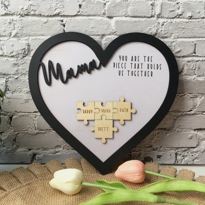 Personalized Mom Puzzle Sign With Kids Name Home Wall Decor You Are The Piece That Holds Us Together