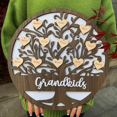 Personalized Family Heart Tree Name Engraved Sign Home Decor Christmas Gift