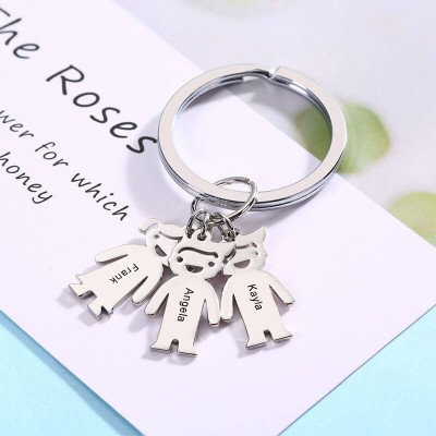 Personalized 1-10 Kids Charms With Engraving Name Key Chains