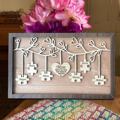 Personalized You Are The Piece That Holds Us Together Mom Puzzle Sign With Kids Names