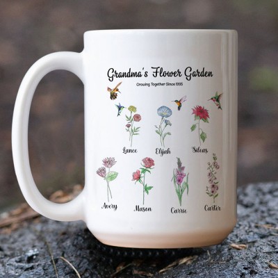 Personalized Grandma's Flower Garden Birth Month Flower Mug With Names Gift Ideas For Mother's Day