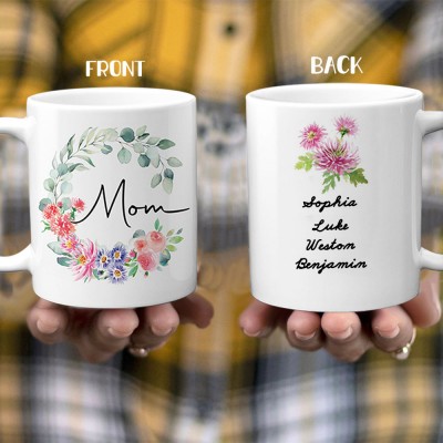 Mom's Garden Mug Custom Birth Month Flower Gift Ideas For Mother's Day Christmas