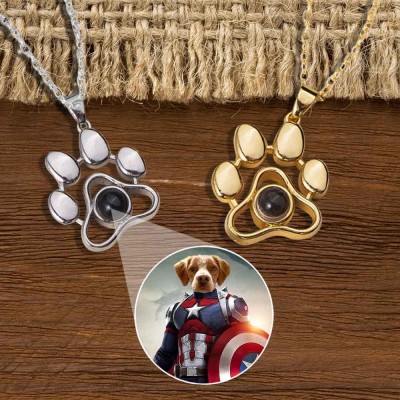 Personalized Memorial Photo Projection Charm Necklace For Pet