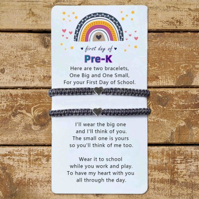 First Day of Pre-K Back to School Bracelet Mommy and Me Anxiety Separation Wish For Kid Set of 2