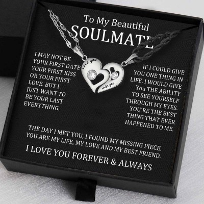 To My Soulmate Personalized Couple Magnetic Heart Shaped Necklace For Valentine's Day