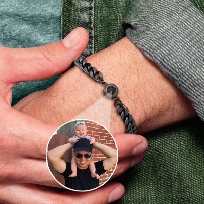 Personalized Photo Projection Bracelet For First Father's Day Gift Ideas