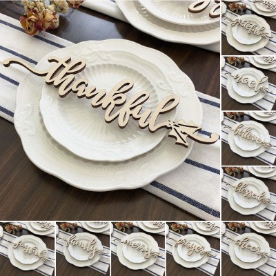 Set of 10 Thanksgiving Place Cards For Dining Table Decor Personalized Words Sign