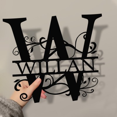 Personalized Family Name Metal Sign Monogram Home Wall Decor