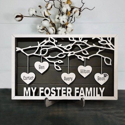 Custom Wood Family Tree Sign With Name Home Decor For Mother's Day Christmas My Foster Family