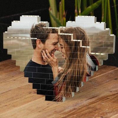 Personalized Heart Photo Block Puzzle Building Brick Anniversary Birthday Valentine's Day Gift Ideas