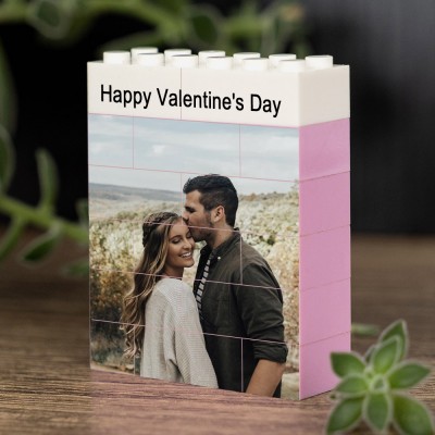 Custom Photo Block Puzzle Building Brick Gift For Her Valentine's Day