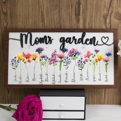 Personalized Mom's Garden Frame With Kids Names and Birth Flower Unique Mother's Day Gift