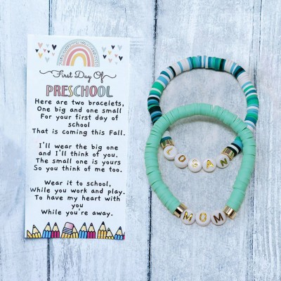 Custom Back to School Bracelet First Day of Preschool Kids Gift for Mommy and Me
