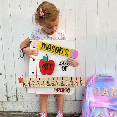 Personalized First/100th/Last Day of School Interchangeable Back to School Sign Prop For Kids Gift Ideas