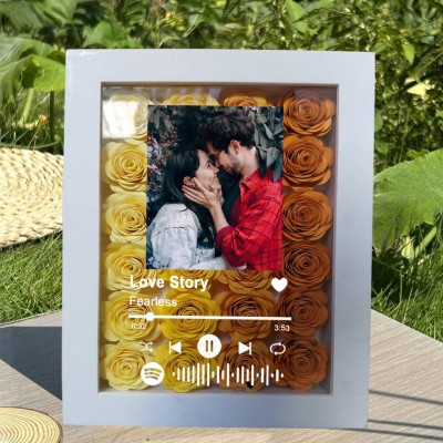 Personalized Spotify Song Photo Flower Shadow Box Valentine's Day Anniversary Gift Ideas For Soulmate Wife Girlfriend