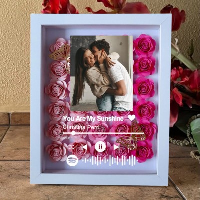 Personalized Spotify Song Photo Flower Shadow Box Valentine's Day Anniversary Gift Ideas For Soulmate Wife Girlfriend