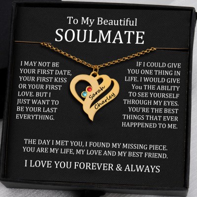 To My Soulmate Heart Necklace With Personalized Name For Valentine's Day