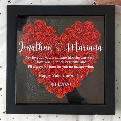 Personalized Flower Shadow Box With Name For Wedding Anniversary Valentine's Day