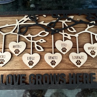 Custom Family Tree Sign With Kids Name For Mother's Day Christmas Love Grows Here