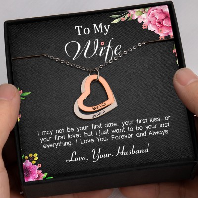 To My Wife Personalized Heart Necklaces With Name For Her Valentine's Day