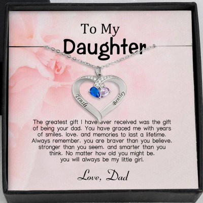 Personalized To My Daughter Heart Necklace From Dad For Little Girl