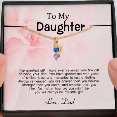 Personalized To My Daughter Birthstone Necklace From Dad For Little Girl