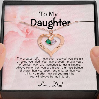 Personalized To My Daughter Heart Necklace From Dad For Little Girl