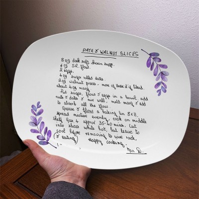 Personalized Handwritten Family Recipe Platter For Mom Grandma