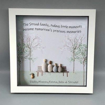 Personalized Pebble Art Picture Name Frame Sign For Family Christmas Day