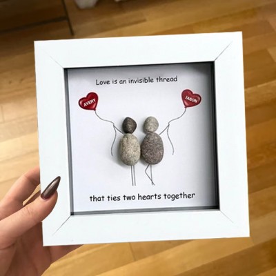 Personalized Pebble Art Frame For Couple Valentine's Day Anniversary Gift Ideas