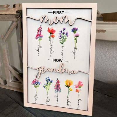 Custom Birth Flower Wood Sign Home Decor For Mom Grandma Gift Ideas