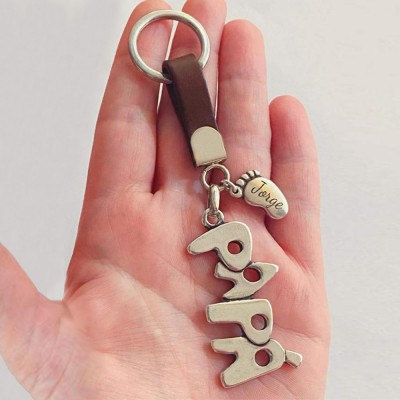 Father's Day Gift-Personalized Family Keychain 1-8 Baby Feet Charms With Custom Name