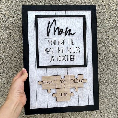 Personalized Mothers Day Gift Mom You Are The Piece That Holds Us Together 1-20 Puzzle Piece Name Sign Wall Decor