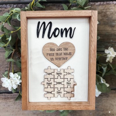 Personalized Mom Puzzle Name Sign Gift From Kids You Are The Piece That Holds Us Together Home Wall Decor For Mother's Day