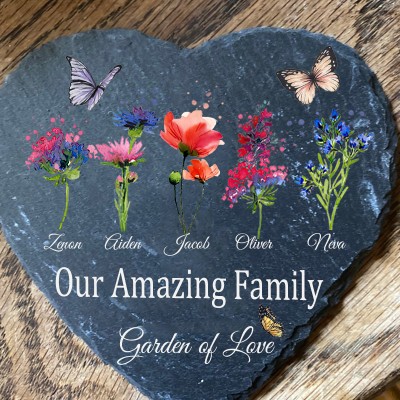 Custom Birth Month Flower Plaque With Family Number Names For Christmas Day Gift